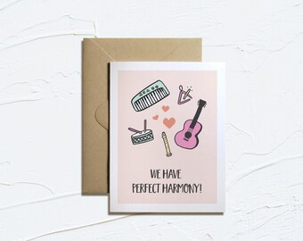 Printable Card- We Have perfect Harmony! Funny Valentines, Music Cards, Instant Download, Love Puns, E-Card