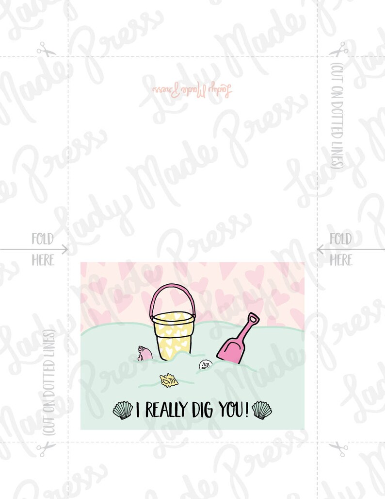 Printable Valentine Card I Really Dig You Printable - Etsy