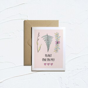 Cartão de Dia dos Namorados para impressão - Plante um em mim! Dia dos Namorados engraçado, cartão floral, download instantâneo, trocadilhos amorosos, cartão eletrônico