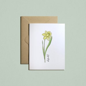 Printable Birth Month Flower Card: MARCH-Daffodil , Birthday, Stationery, Mother&#39;s Day, Watercolor, Instant Download
