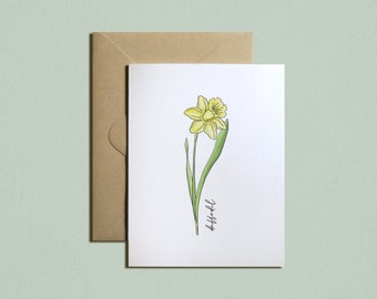 Printable Birth Month Flower Card: MARCH-Daffodil , Birthday, Stationery, Mother's Day, Watercolor, Instant Download