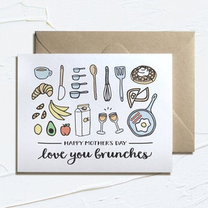 Happy Mother&#39;s Day- Love You Brunches! Printable Mother&#39;s Day Card, Instant Download, Brunch, Food, Mom Cards, E-Card, Puns, Funny