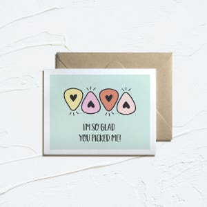 Afdrukbare Valentijnskaart - Ik ben zo blij dat je mij hebt uitgekozen! Grappige Valentijnsdag, muziekkaarten, Instant Download, Love Puns, E-Card