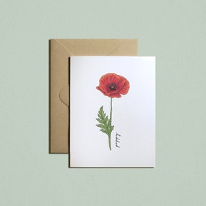Cartão de flores para impressão do mês de nascimento: AGOSTO-papoula, aniversário, papelaria, dia das mães, aquarela, download instantâneo