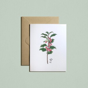 Afdrukbare geboortemaand bloemenkaart: DECEMBER-Holly, verjaardag, briefpapier, Moederdag, aquarel, Instant Download