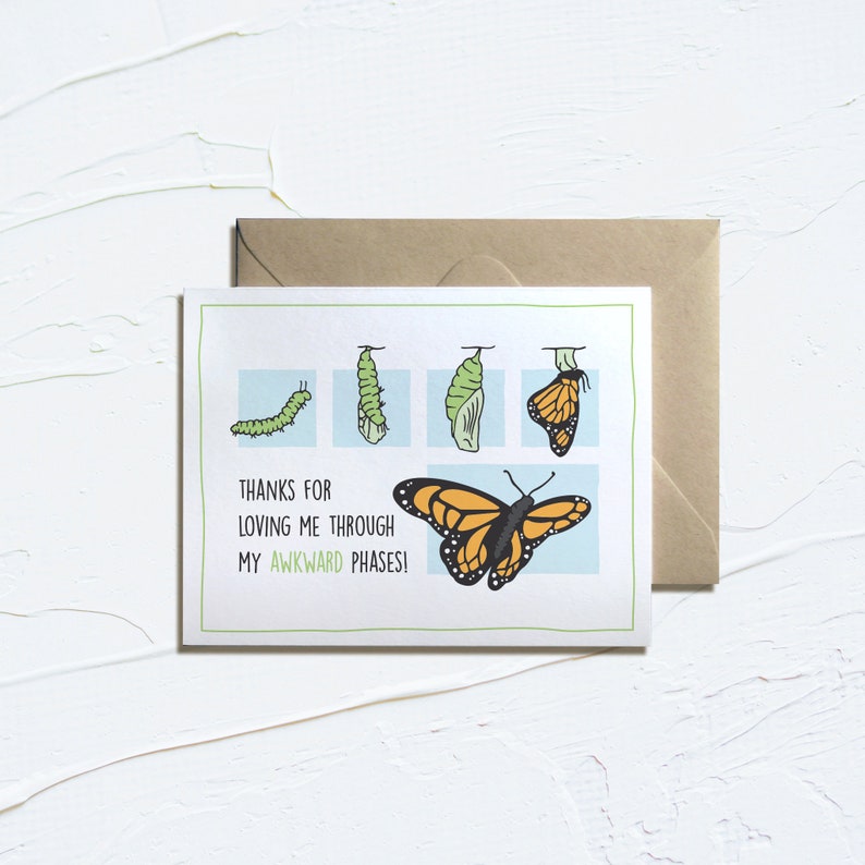 Butterfly, Awkward Phases Printable Card, Instant Download, Butterfly, Awkward, Love, Bug Cards, E-Card, Puns, Funny image 1