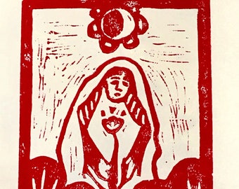 St. Sappho--Hand-Printed Linocut