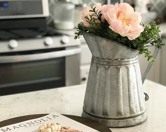 Large Metal Milk Pitcher // Flower Container // Centerpiece