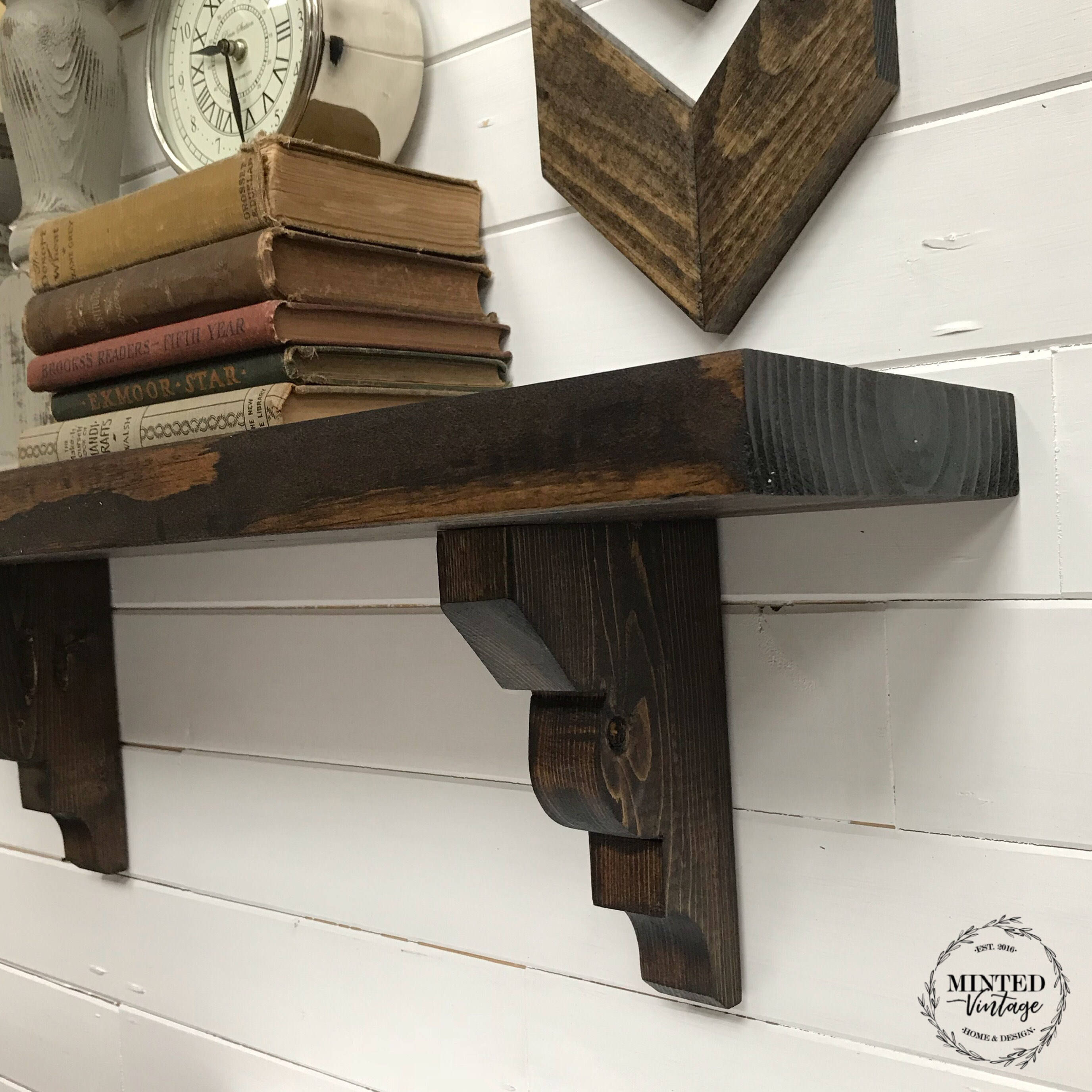 Wooden corbel shelf // Handmade 30 farmhouse style shelf Etsy