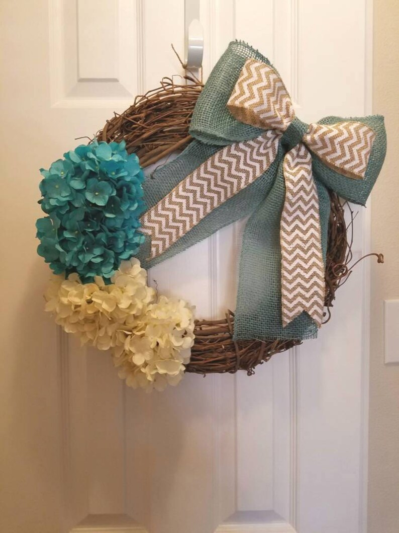 Teal Decor Spring Rustic Chic Fall Wreath Gift Summer Wreath Home Decor Floral Wreath Shabby Chic Front Door Wreath Housewarming