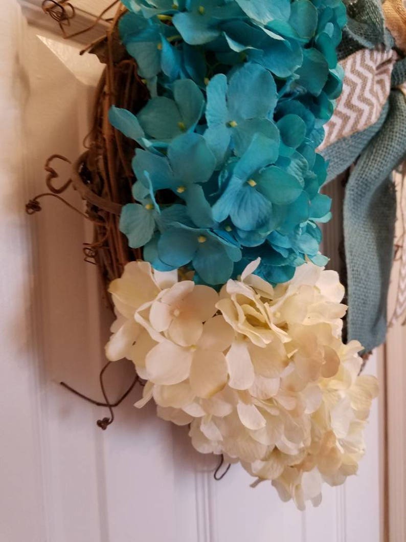 Teal Decor Spring Rustic Chic Fall Wreath Gift Summer Wreath Home Decor Floral Wreath Shabby Chic Front Door Wreath Housewarming