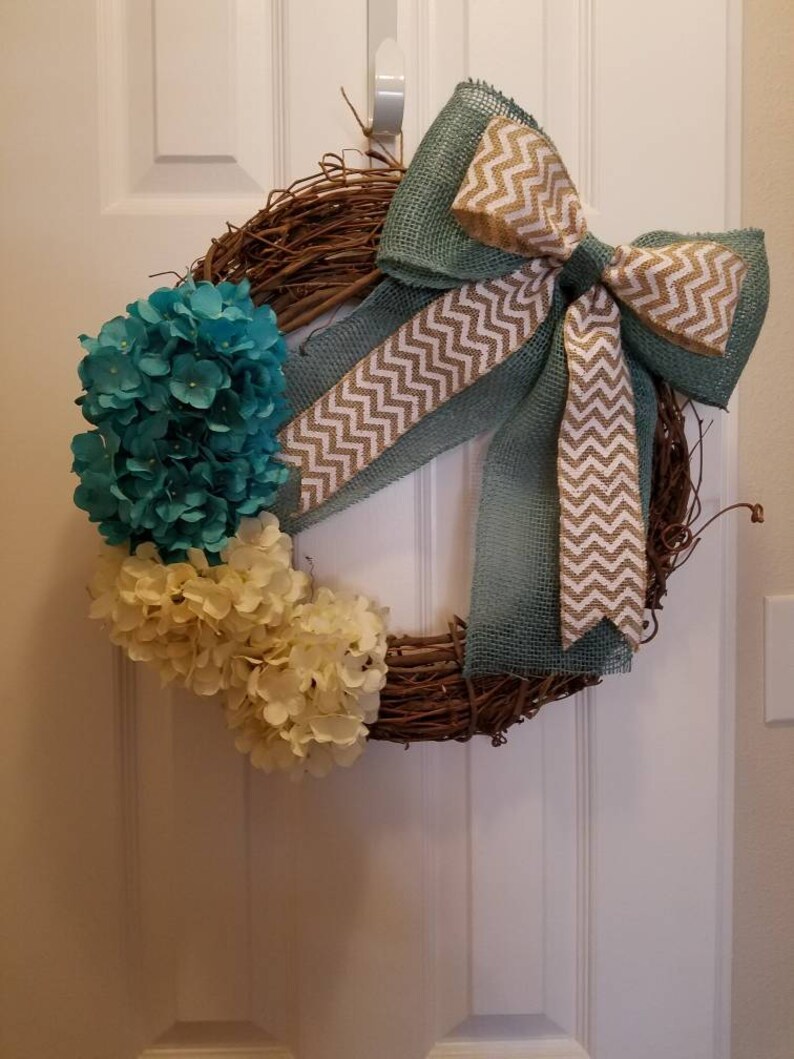 Teal Decor Spring Rustic Chic Fall Wreath Gift Summer Wreath Home Decor Floral Wreath Shabby Chic Front Door Wreath Housewarming
