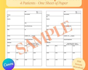 Pediatric Nurse Report Sheet Template