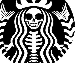 Skeleton Siren SVG, Digital File, Starbucks, Siren, Mermaid Skeleton