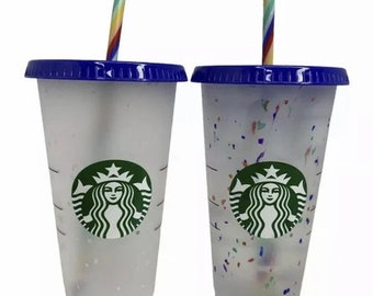 Starbucks Color Change Confetti, Marbling, 24oz, Personalized, Made to Order, Tumblers, Reusable, Custom Gifts, Starbucks Cup, Iced Coffee