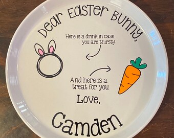 Dear Easter Bunny Plate, Personalized Treat Plate, Easter Decor, Before Easter, Bunny Treats, Gift, Decoration, Kids, Grey, Kitchen