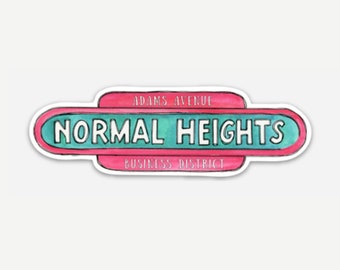 Normal Heights Sticker | San Diego California Gift Vinyl Watercolor Socal CA North Park Hillcrest Kensington University Heights Adams Ave