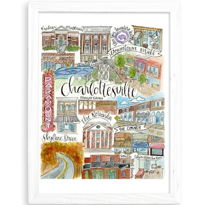 Charlottesville Classics Print University of Virginia UVA Rotunda Tom Tom Festival Skyline Drive Downtown Mall The Corner Edgar Allen Poe image 1