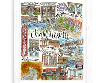 Charlottesville Classics Print | University of Virginia UVA Rotunda  Tom Tom Festival Skyline Drive Downtown Mall The Corner Edgar Allen Poe