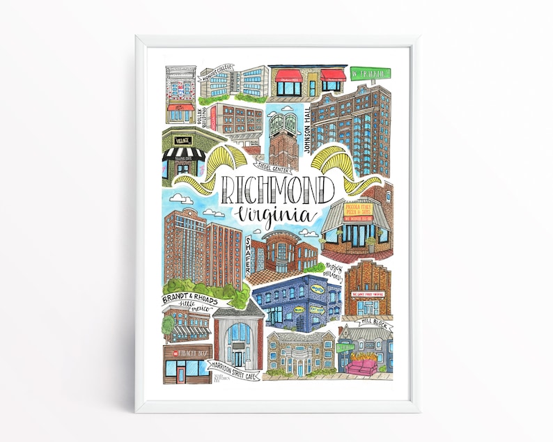 The VCU Experience Art Print RVA Richmond VA the Fan Mcv - Etsy