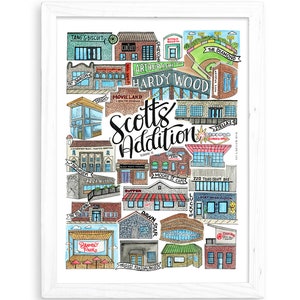 Scott&#39;s Addition Art Print | Richmond, VA Watercolors Virginia VCU MCV Flying Squirrels rva Carytown The Fan Shockoe Bottom Church Hill