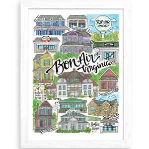 Bon Air Art Print | Virginia Richmond Chesterfield County Buford Road VA VCU MCV Hazen Library Coco & Hazel rva river city watercolor gift