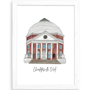 The Rotunda Art Print - Charlottesville, Virginia VA UVA C'ville downtown mall history architecture watercolor wall art university of va