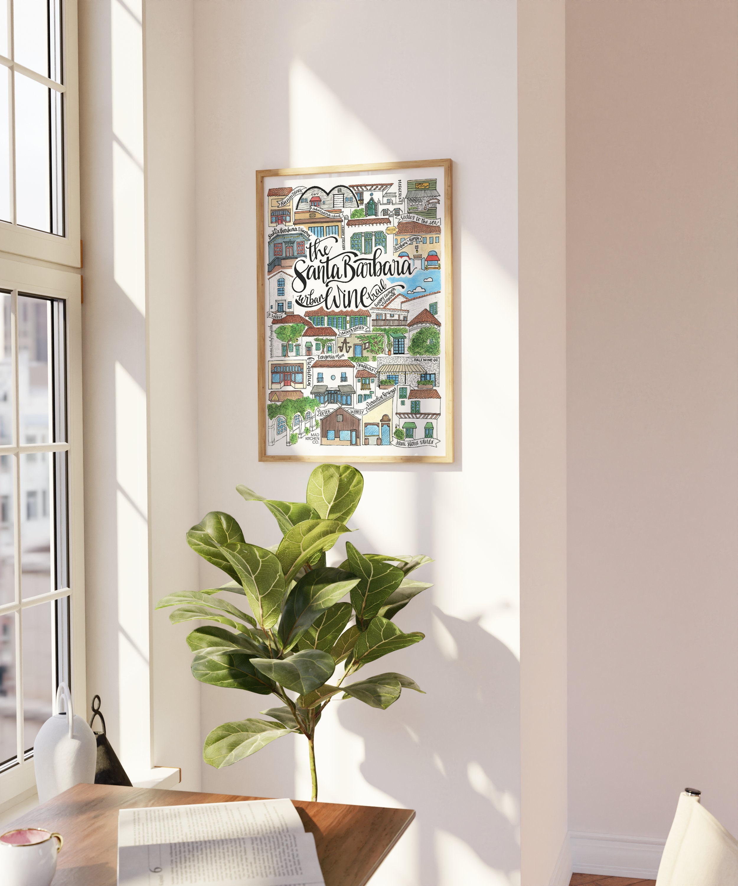 Santa Barbara Urban Wine Trail Art Print | California UCSB Santa Ynez ...