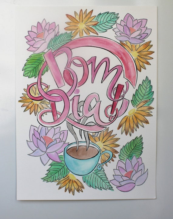 Bom Dia Wall Art Illustration Portuguese Good Morning Etsy