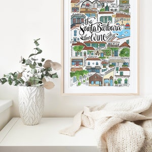 Santa Barbara Urban Wine Trail Art Print | California UCSB Santa Ynez ...