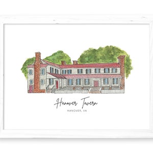 Hanover Tavern Art Print Watercolor - Virginia History Hanover, VA county foundation Richmond Theatre RVA wall decor gift painting barksdale