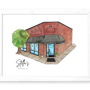 Stella&#39;s Restaurant Art Print - Watercolor Richmond Virginia RVA Wall Decor Greek West End Stella&#39;s Grocery Lafayette VCU MCV Willow Lawn