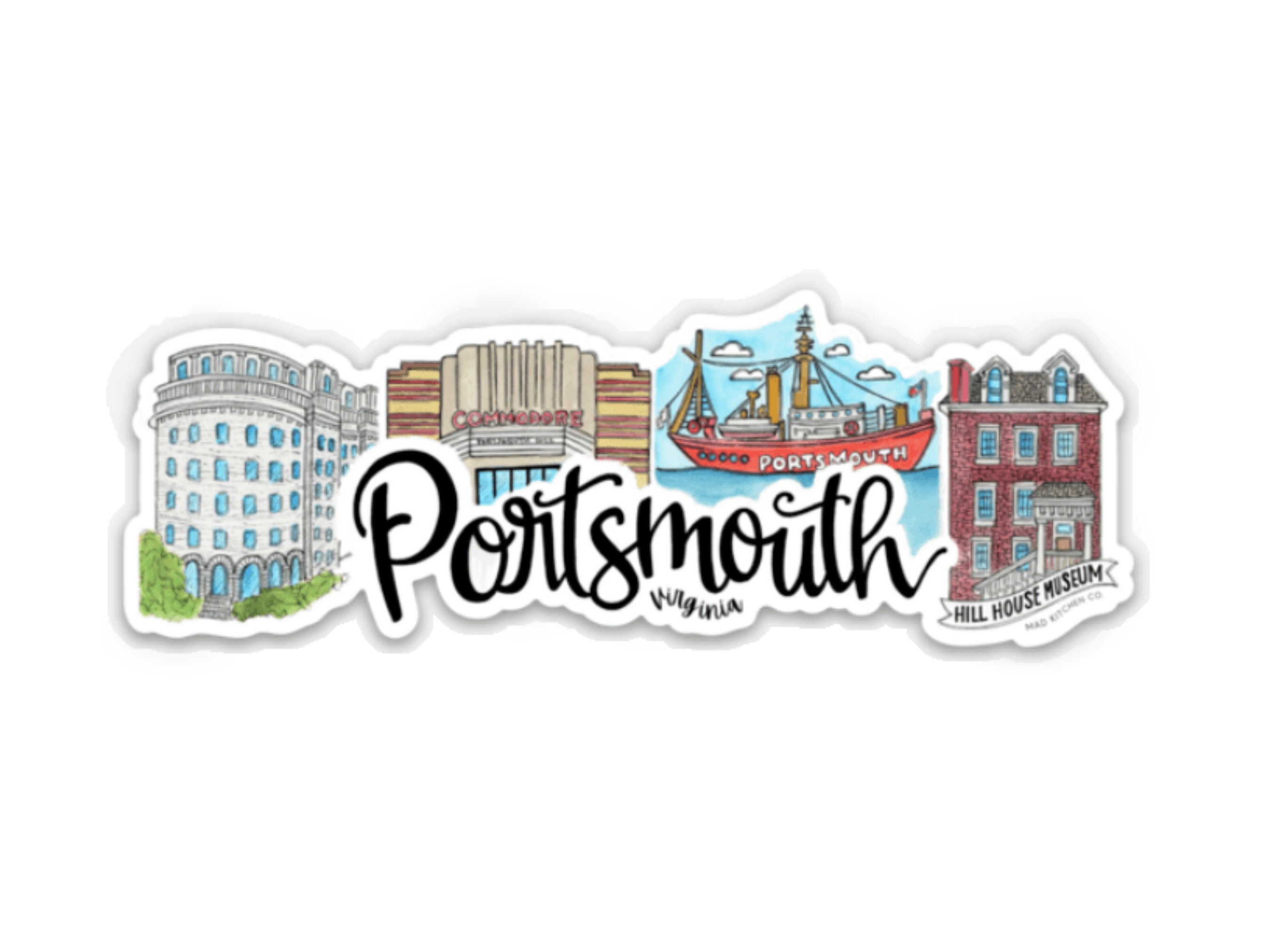 Portsmouth VA Sticker Virginia Gift Watercolor Vinyl pic