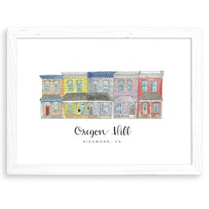 Oregon Hill Print | Richmond, Virginia Watercolors The Fan Carytown Shockoe Bottom Churchill Laurel Street VCU Virginia Commonwealth RVA VCU