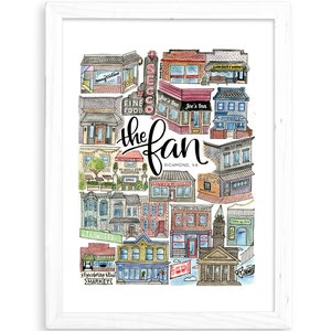 The Fan Art Print | Richmond, Virginia VA Watercolor Illustration Shockoe Bottom Carytown Church Hill Strawberry Street VCU Grove Ave RVA
