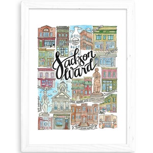 Impressão artística de Jackson Ward | Richmond, Virginia VA Ilustração em aquarela Shockoe Bottom Carytown Church Hill Jackson Ward VCU Maggie Walker