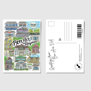 postale de Bon Air | Virginia Richmond Chesterfield County Buford Road VA VCU MCV Hazen Library Coco & Hazel rva river city aquarelle cadeau