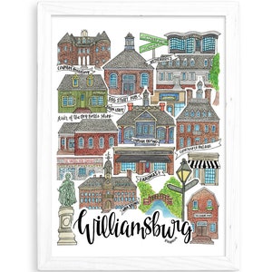 Williamsburg Art Print | Virginia VA Watercolor Tribe Gift William and Mary Colonial James City County Jamestown Yorktown Merchants Square