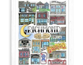 Rock On, Richmond Art Print | Richmond, VA Watercolors Virginia VCU Carytown The Fan Shockoe Bottom Church Hill RVA Punk Goth Tattoo Metal