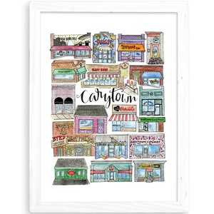 Carytown Art Print | Richmond, Virginia VA Watercolor Illustration Shockoe Bottom Carytown Church Hill VCU MCV 17th Street Farmers