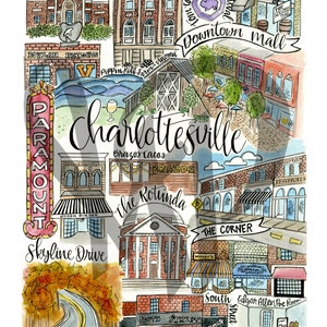 Charlottesville Classics Print University of Virginia UVA Rotunda Tom Tom Festival Skyline Drive Downtown Mall The Corner Edgar Allen Poe image 2