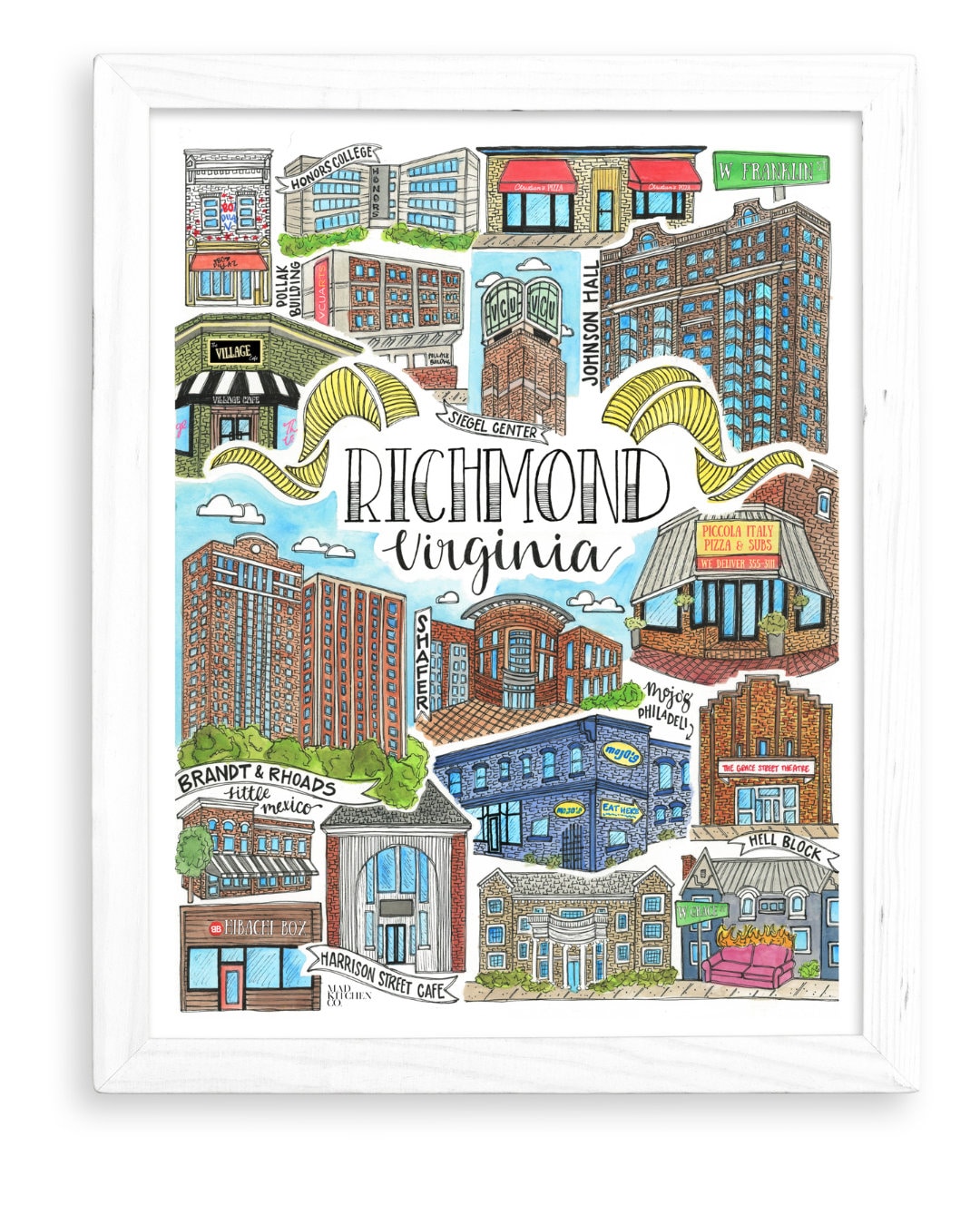 The VCU Experience Art Print | RVA Richmond VA the Fan Mcv Shafer ...