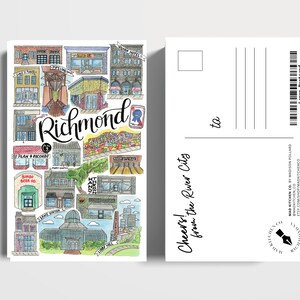 Richmond Classics 6 Cartão postal | RVA Virginia VA Northside Plan9 Trilha do oleoduto de cidra Buskey Lewis Ginter River City Roll Bingo Colher o véu