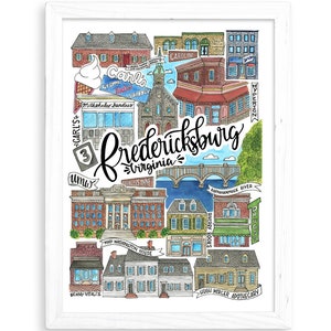 Fredericksburg Print | Virginia VA Watercolor FXBurg Spotsylvania Rappahannock RVA Caroline St UMW Housewarming Mary Washington Carl's