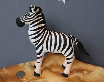 Hand-Made Paper Maché Zebra Safari Decoration