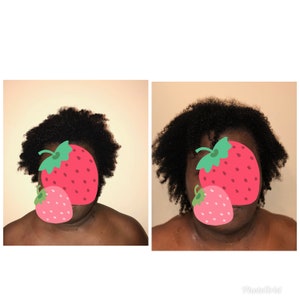 hair growth before and after on kinky curly natural hair.