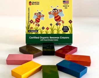 Certified Organic Beeswax Crayon Blocks with FDA Approved Food Grade Colors Handcrafted in USA