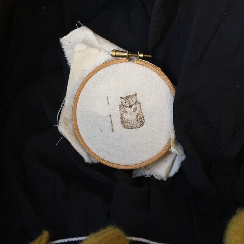 little hand embroidered lavender hedgehog