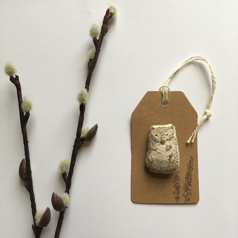 little hand embroidered lavender hedgehog