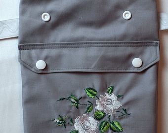 Embroidered catheter leg bag cover+ pocket .